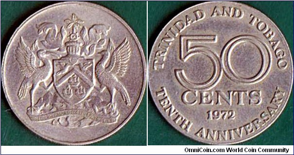 Trinidad & Tobago 1972 50 Cents.

10 Years of Independence.