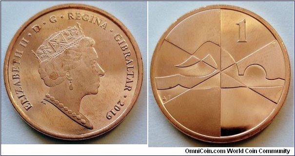 Gibraltar 1 penny.
2019 (AF) 2019 Island Games.