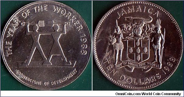 Jamaica 1988 10 Dollars.

Year of the Worker.