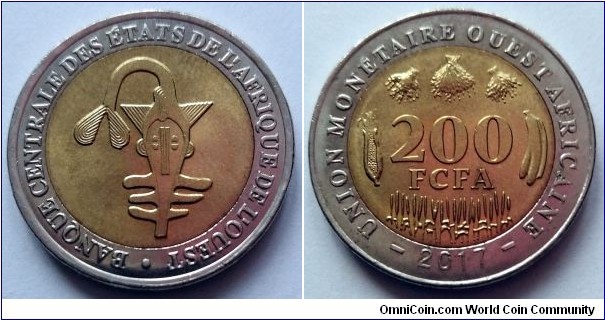 West African States 200 francs CFA. 2017, British Royal Mint.