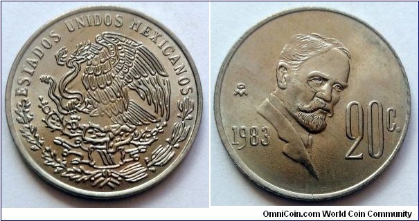 Mexico 20 centavos.
1983