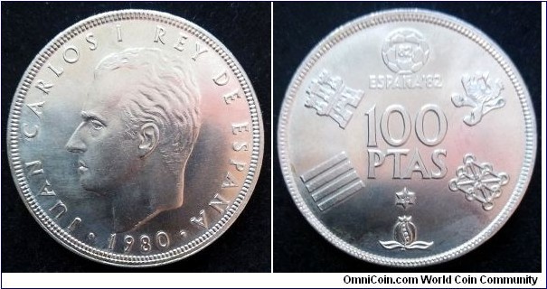 Spain 100 pesetas.
1980 (1980) 1982 FIFA World Cup (II)