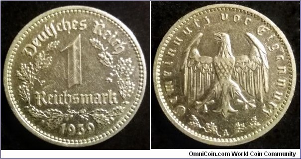Germany (Third Reich) 1 reichsmark. 1939 A