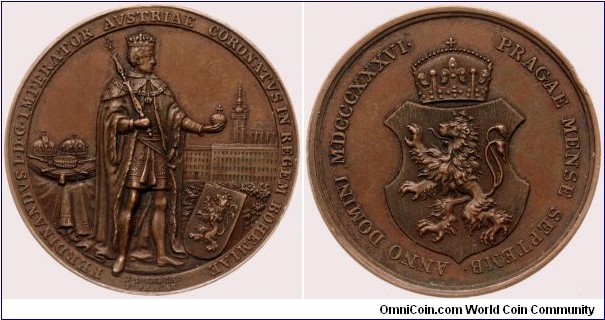 Czech medal - Ferdinand I of Austria. Prague.