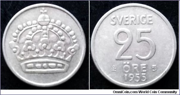 Sweden 25 ore.
1955 TS, Ag 400.