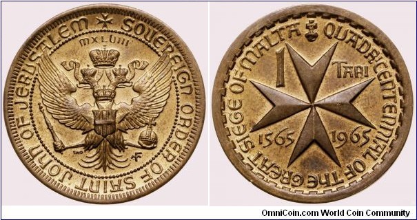 Order of Malta 1 Tari - 400th Anniversary of Great Siege of Malta. Fantasy issue by Franklin Mint.