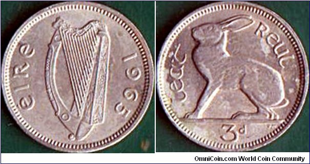 Ireland 1965 3 Pence.