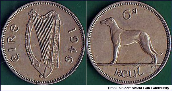 Ireland 1946 6 Pence.


A very tough coin to find!