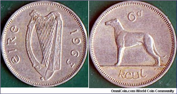Ireland 1963 6 Pence.