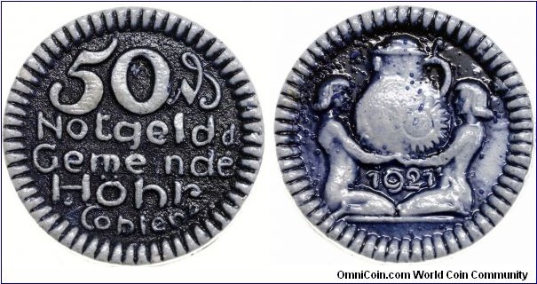 Höhr 50 Pfennig porcelain notgeld