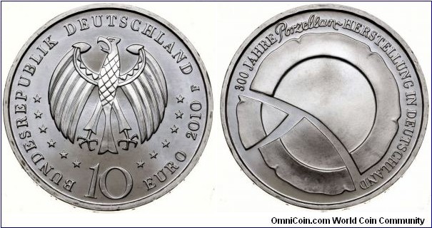 10 Euro - 300th Anniversary of Porcelain Manufacturing in Germany