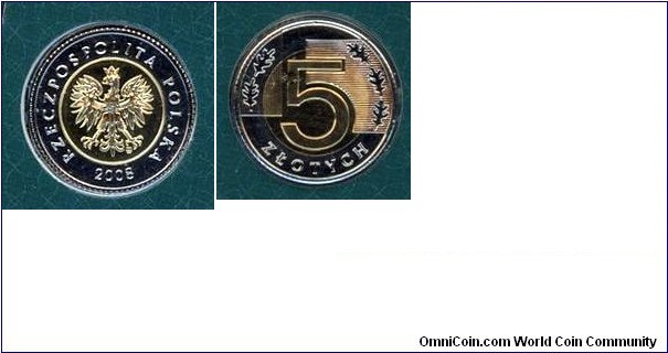 5 Złotych from set Miniatures of Polish Circulation Coins.