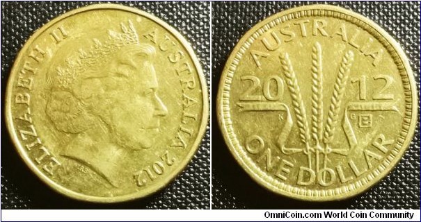 Australia 2012 1 dollar. Wheat Sheaf dollar. NCLT. Mintmark B. Very low mintage of 24,996! 
