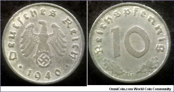 Germany Reich (Third Reich) 10 reichspfennig. 1940 G