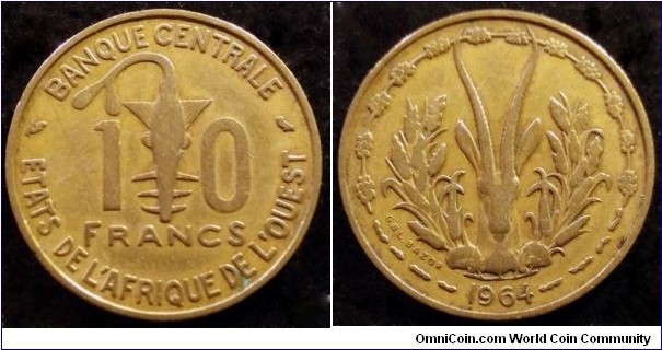 West African States 10 francs. 1964