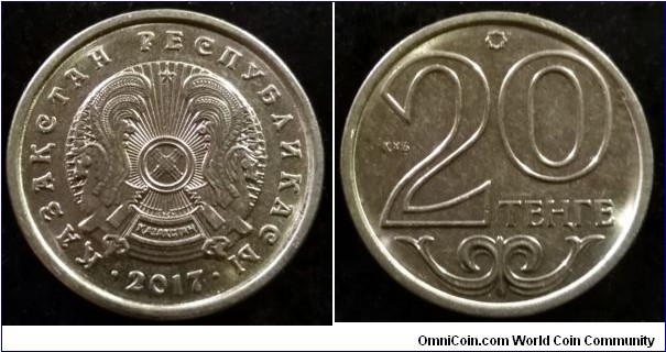 Kazakhstan 20 tenge.
2017, Nickel plated steel.