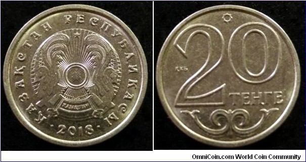 Kazakhstan 20 tenge.
2018, Nickel plated steel.