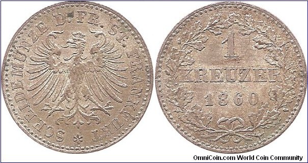 1 Kreuzer 1860 Frankfurt
