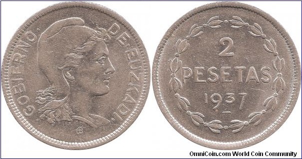 2 Pesetas 1937 Euzkadi