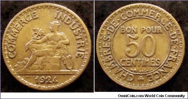 France 50 centimes 1924 designed by Joseph-François Domard.