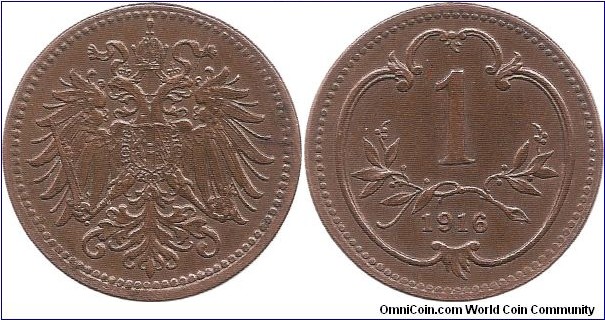 1 Heller 1916 Austria