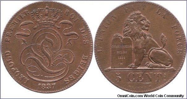 5 Centimes 1837 Belgium