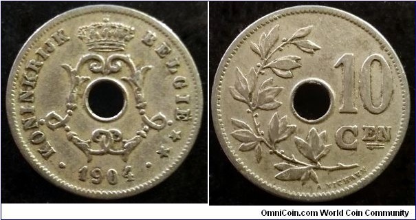 Belgium 10 centimes.
1904, Dutch text.