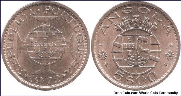 5 Escudos 1972 Angola