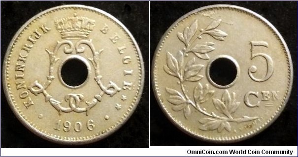 Belgium 5 centimes.
1906, Dutch text.