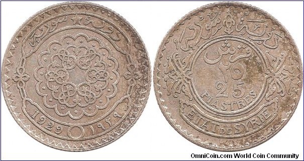 25 Piastres 1929 Syria