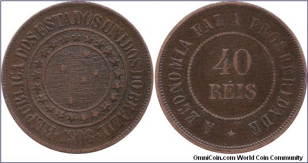 40 Reis 1908 Brazil