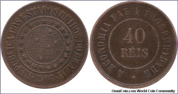40 Reis 1908 Brazil