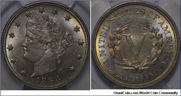 1883 5C
PCGS MS63
No CENTS