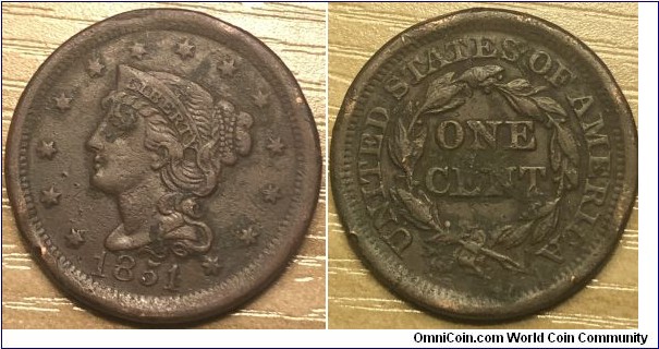 1851 large cent