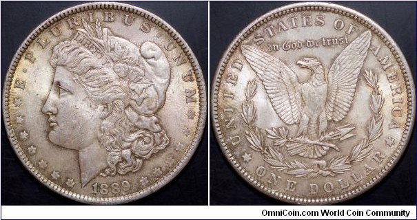 1889 Morgan silver dollar