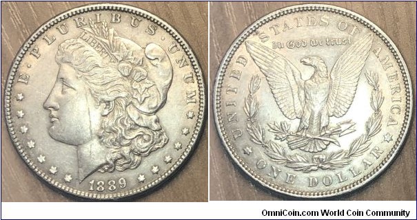 1889 Morgan silver dollar