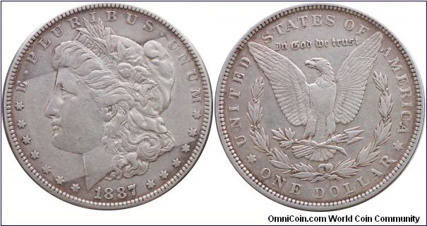 1887 Morgan silver dollar 