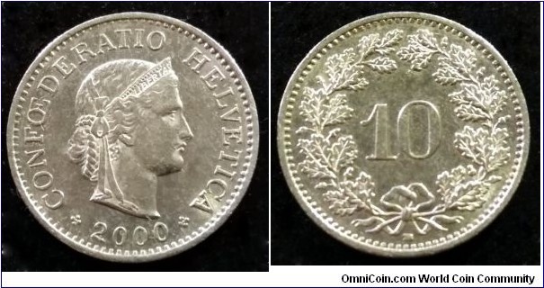 Switzerland 10 rappen.
2000 B