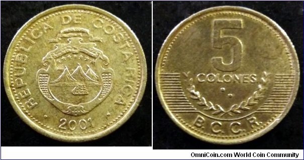 Costa Rica 5 colones.
2001