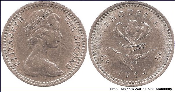 6 Pence 1964 Rhodesia