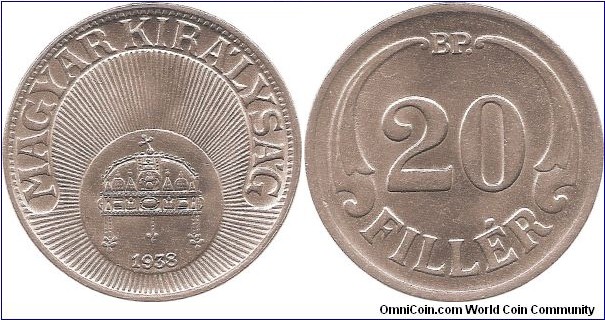 20 Filler 1938 Hungary