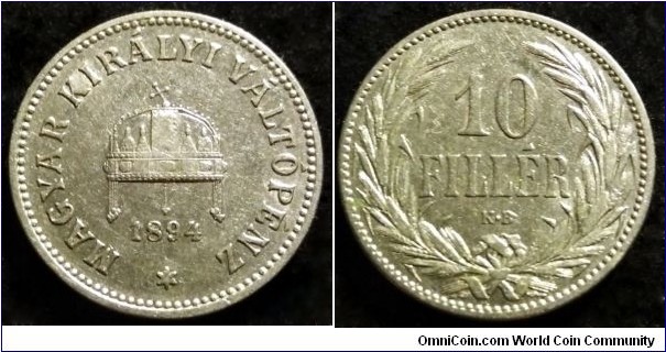 Hungary (Austro-Hungarian Monarchy) 10 filler. 1894 (III)