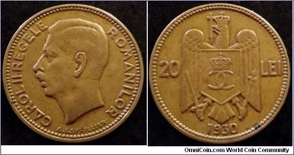 Romania 20 lei.
1930, King Carol II. 
KN - Kings Norton Mint.