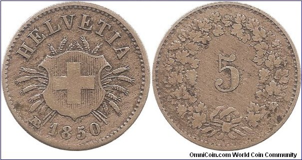 5 Centimes 1850 Switzerland