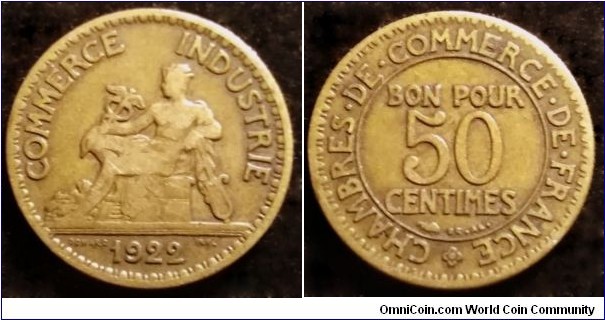 France 50 centimes.
1922 (II)