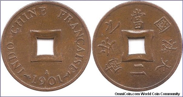 2 Sapèques 1901 French Indochina