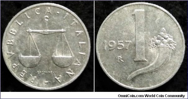 Italy 1 lira.
1957