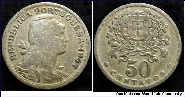 Portugal 50 centavos.
1947