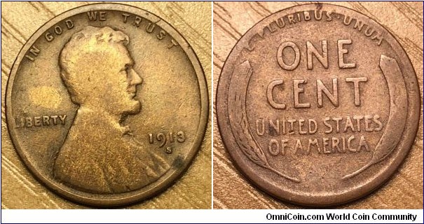 1913-S 
Lincoln cent