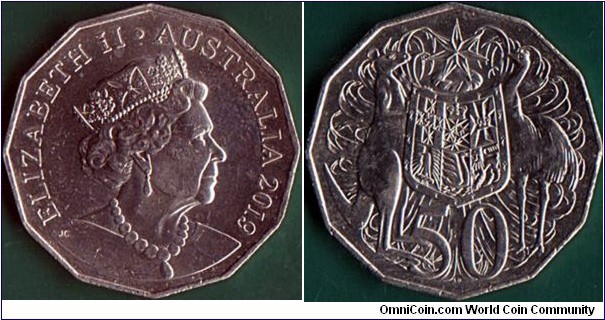 Australia 2019 50 Cents.

Type II obverse.